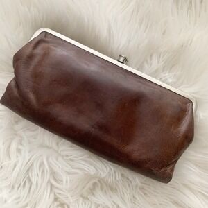 HOBO International Lauren Clutch Wallet Brown Leather